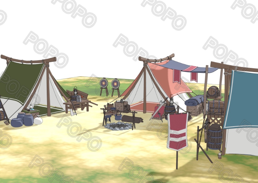 3Dファンタジー風野営地