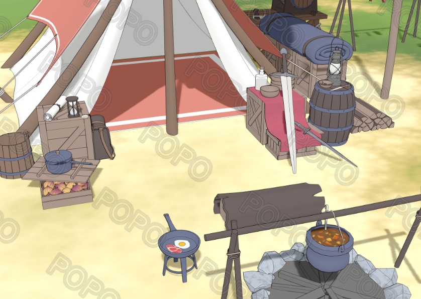 3Dファンタジー風野営地