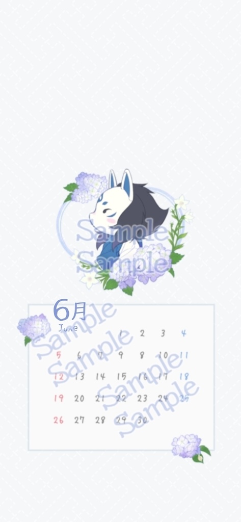6月待ち受けカレンダー 画面サイズ 1125 2436 コタケカズヒコ Kotakekazuhiko Booth