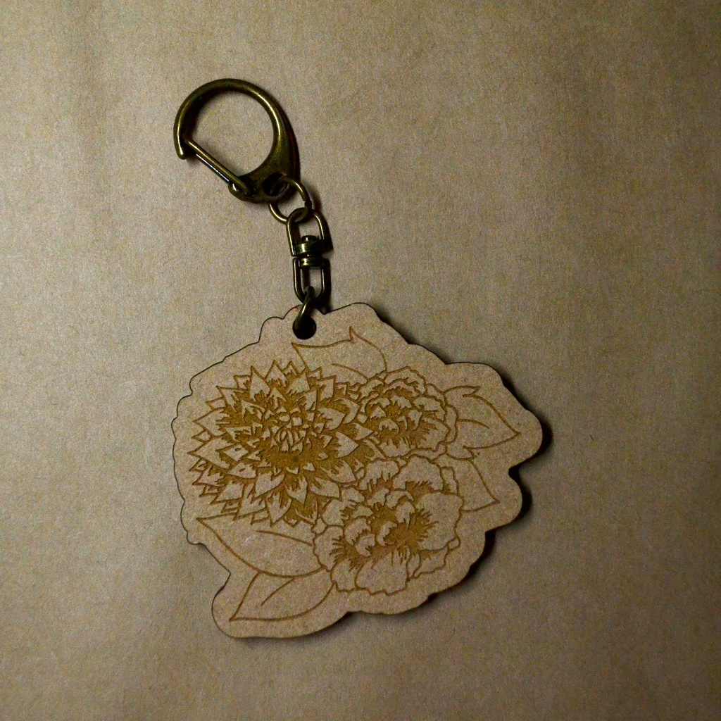 植物キーホルダー　ver.牡丹