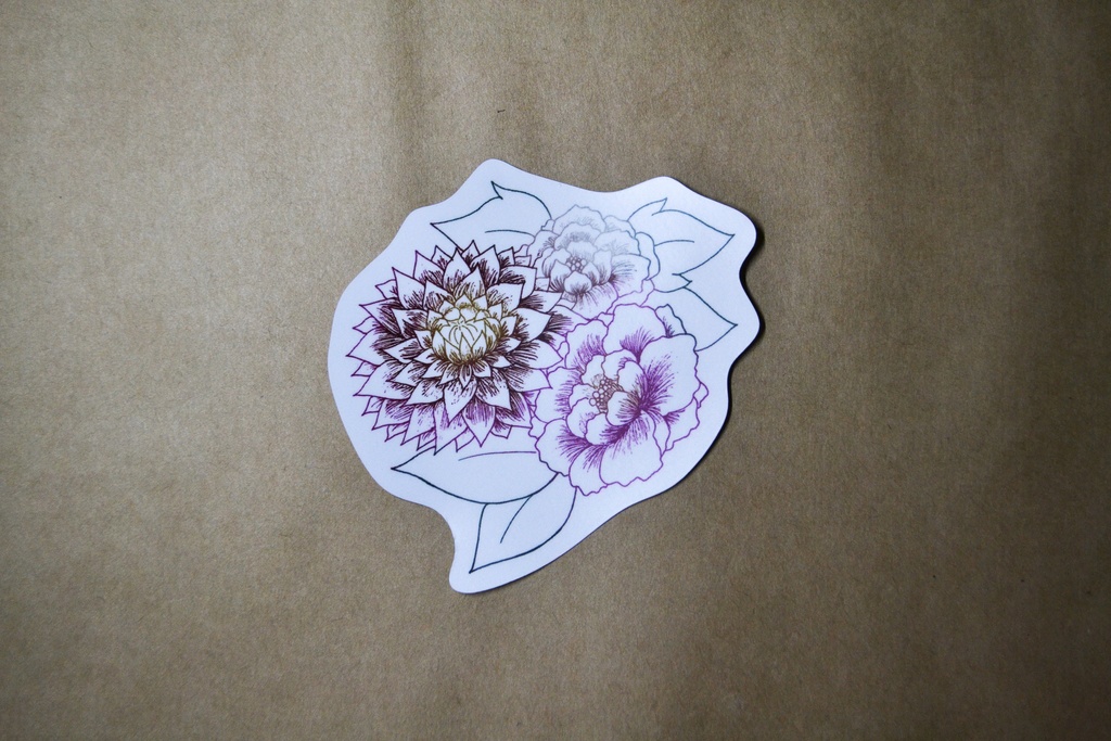 植物ステッカー　ver.牡丹