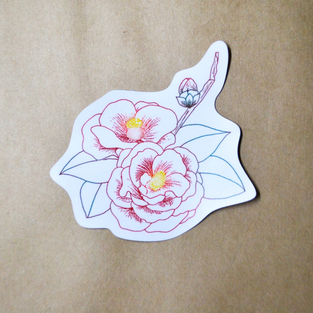 植物ステッカー　ver.椿