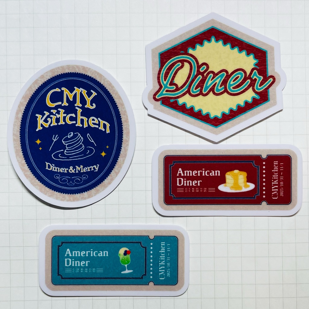 レトロステッカー4種類セット