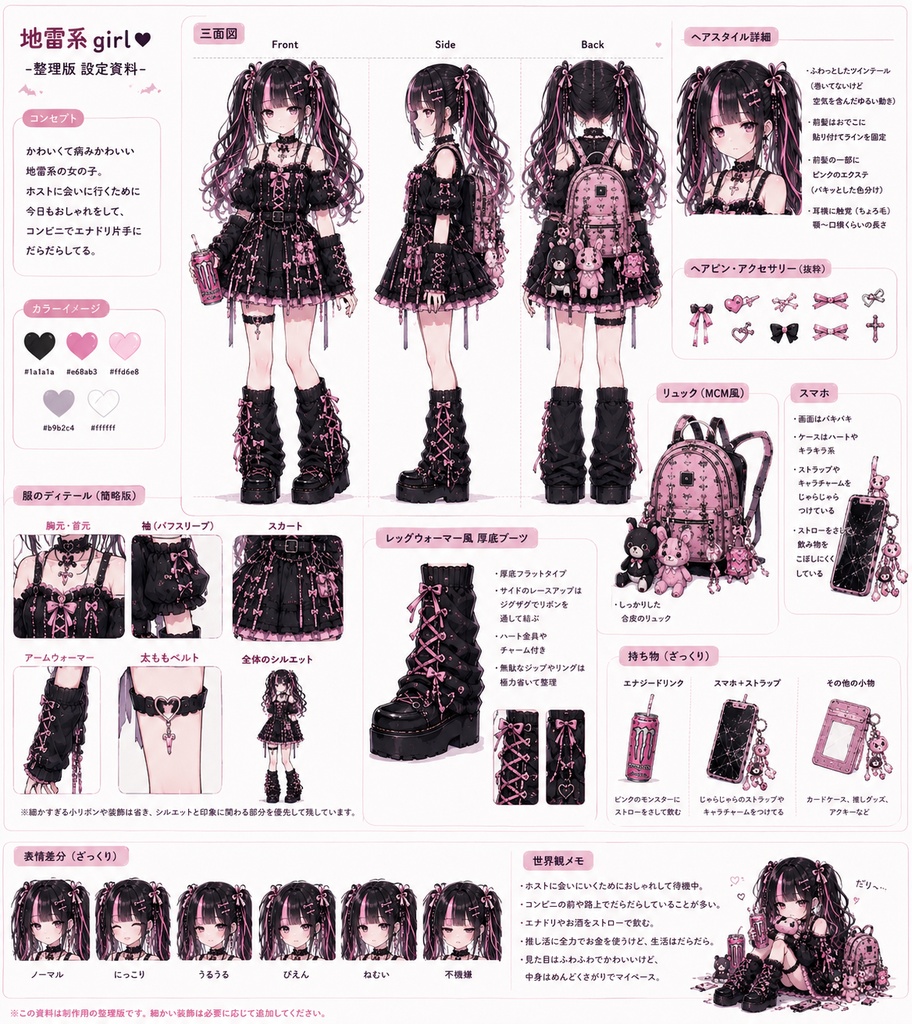 病みかわちゃん|地雷系キャラクター素材フルセット」