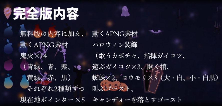 【無料52種~】ハロウィンと魔法の夜のお部屋セット【APNG素材あり】