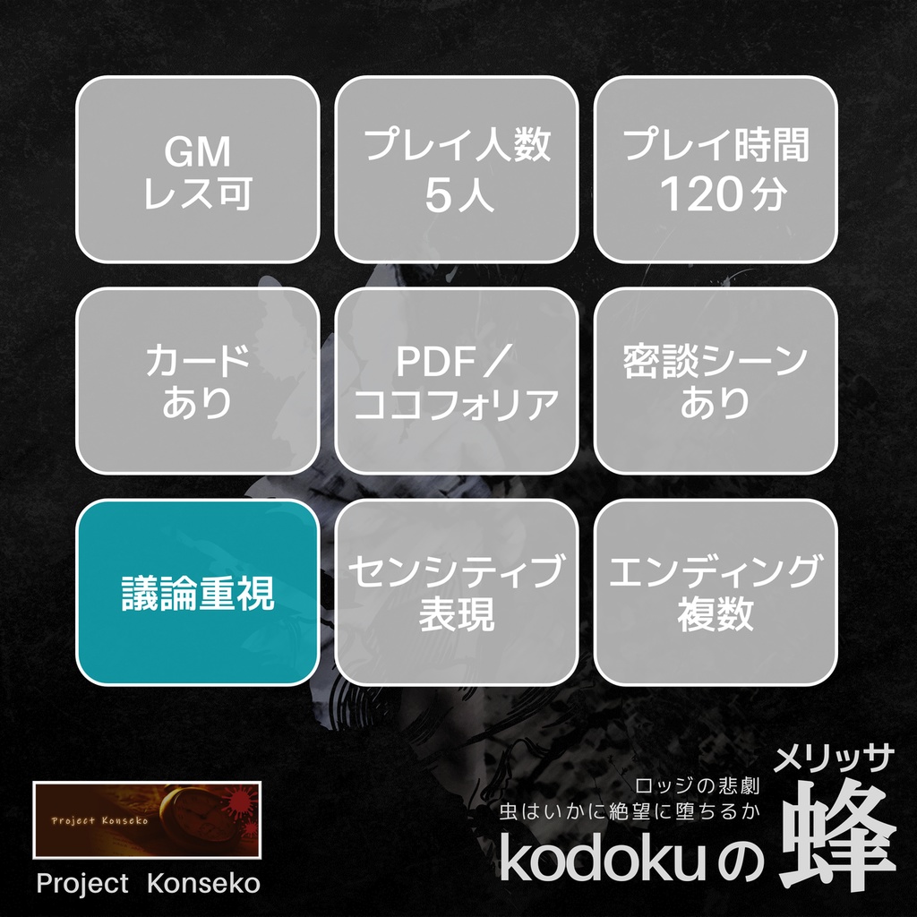 GMレス可(あり推奨) 5人用マーダーミステリー「kodokuの蜂(メリッサ)」