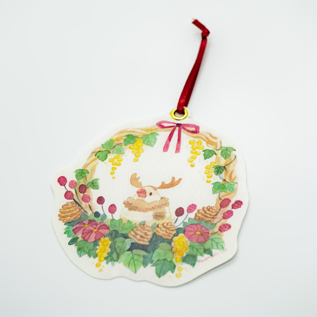 文鳥のクリスマスカード