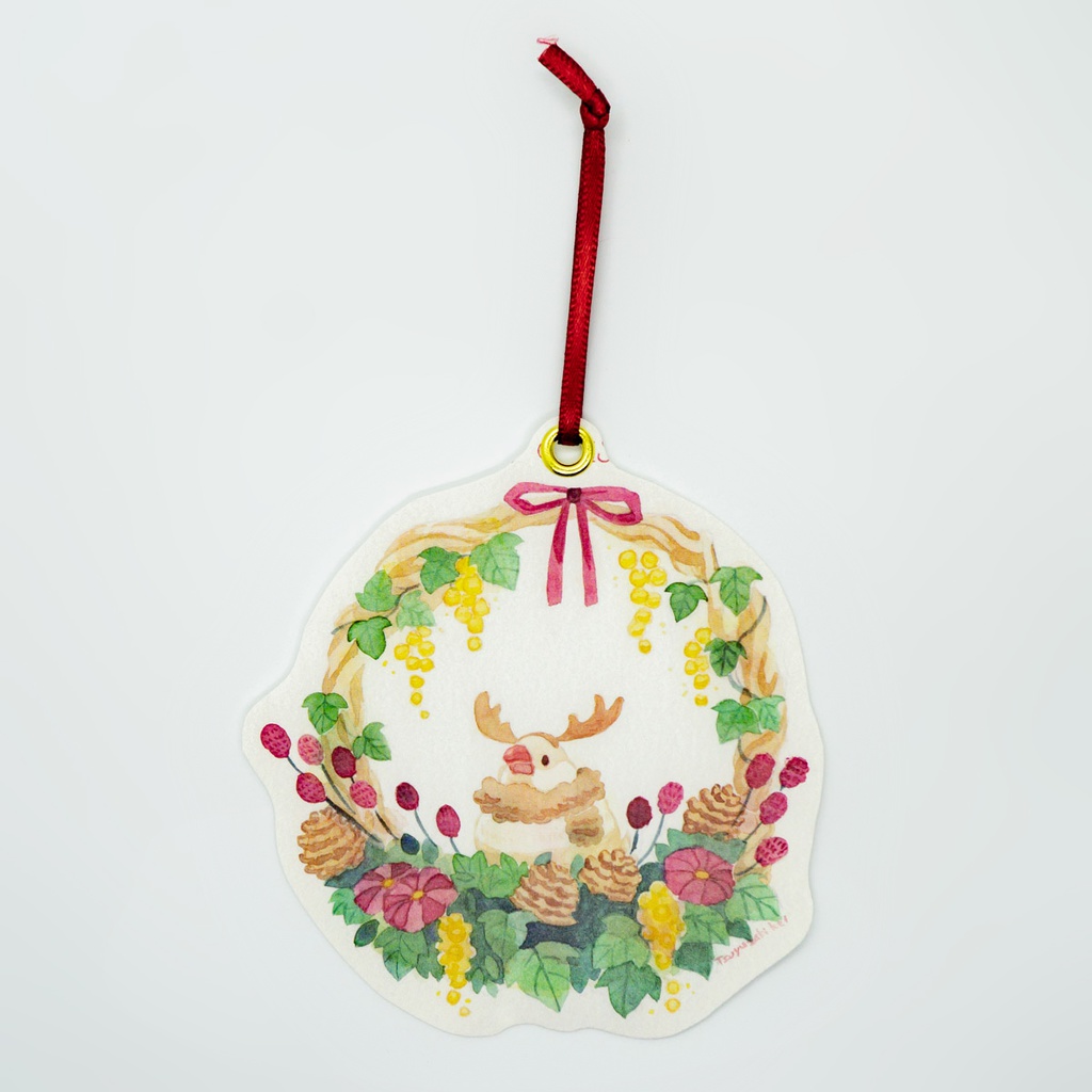 文鳥のクリスマスカード