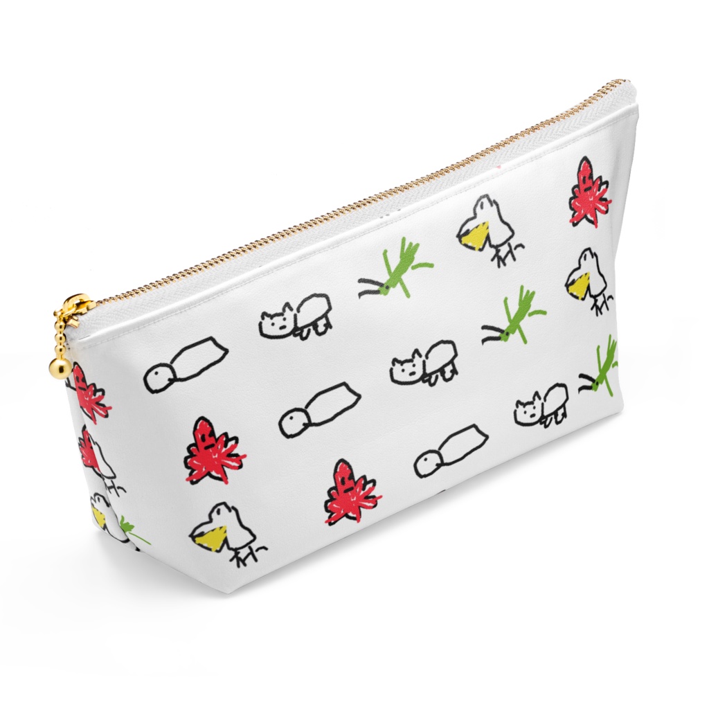 画伯総柄ポーチ