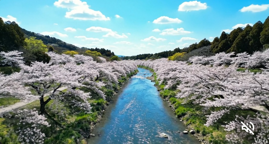 ​【商用利用OK】春の絶景ドローン映像＋癒やしオルゴールBGMセット（桜並木）
