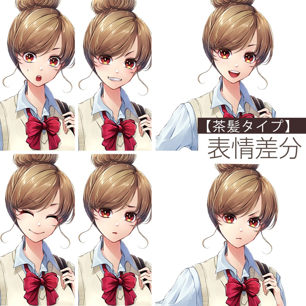 【ゲーム/TRPG/立ち絵】お団子女子高生【商用利用可】