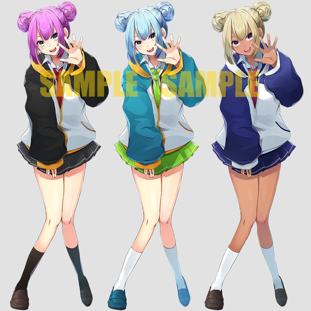 【ゲーム/TRPG/立ち絵】お団子女子高生/女子【商用利用可】