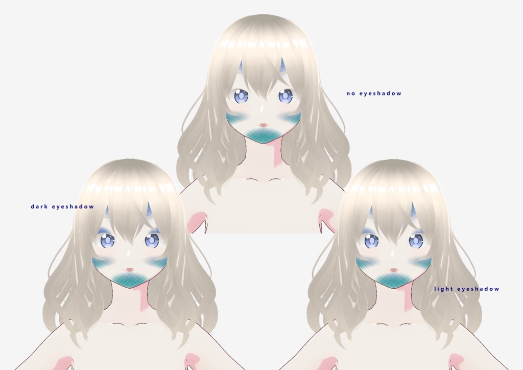Mermaid Make-Up (Face Paint + Eyeshadow/Eyelids + Lipstick + ) For VRoid