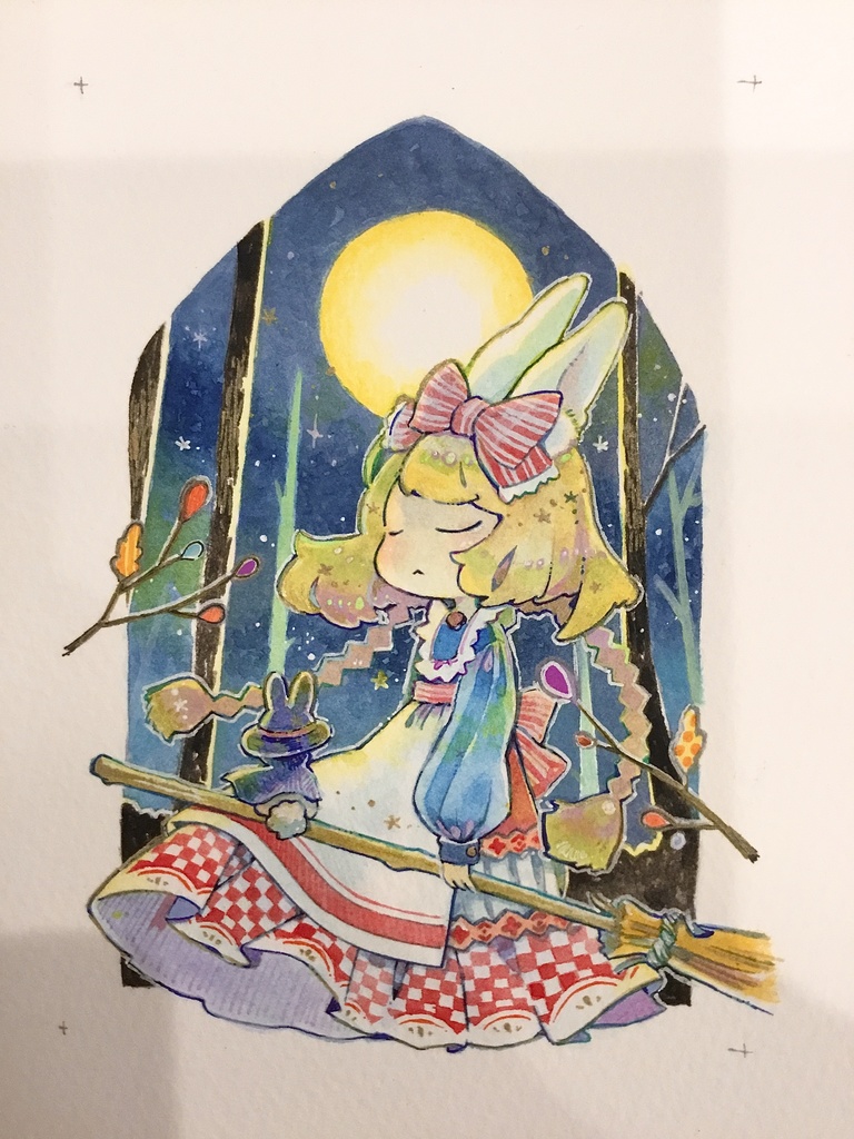【イラスト原画】月夜のうさぎ