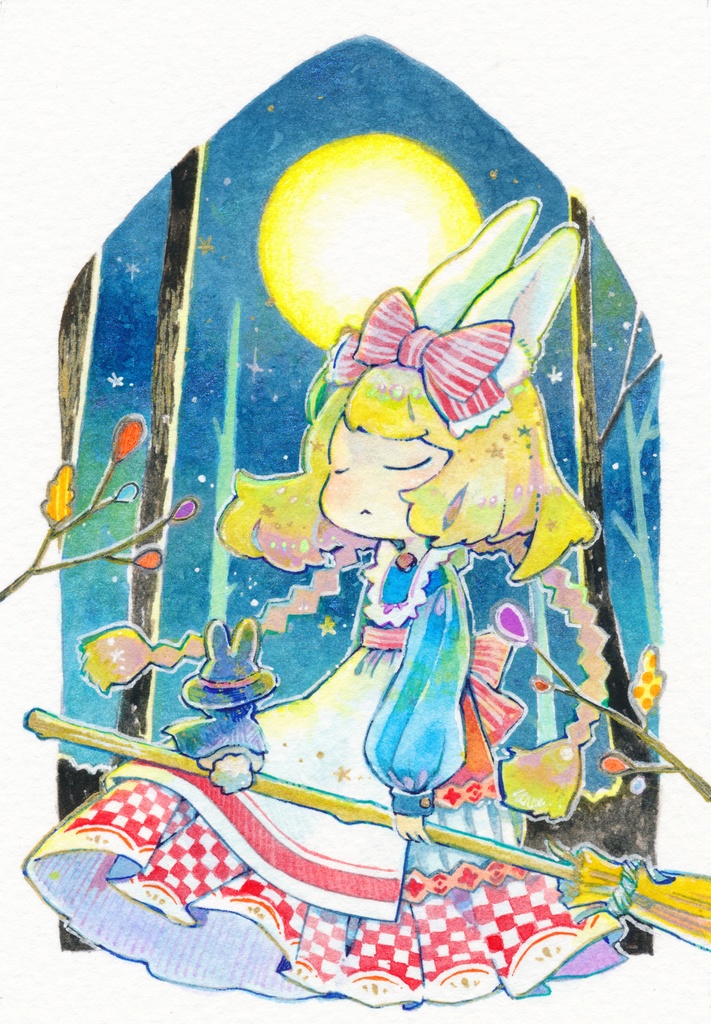 【イラスト原画】月夜のうさぎ