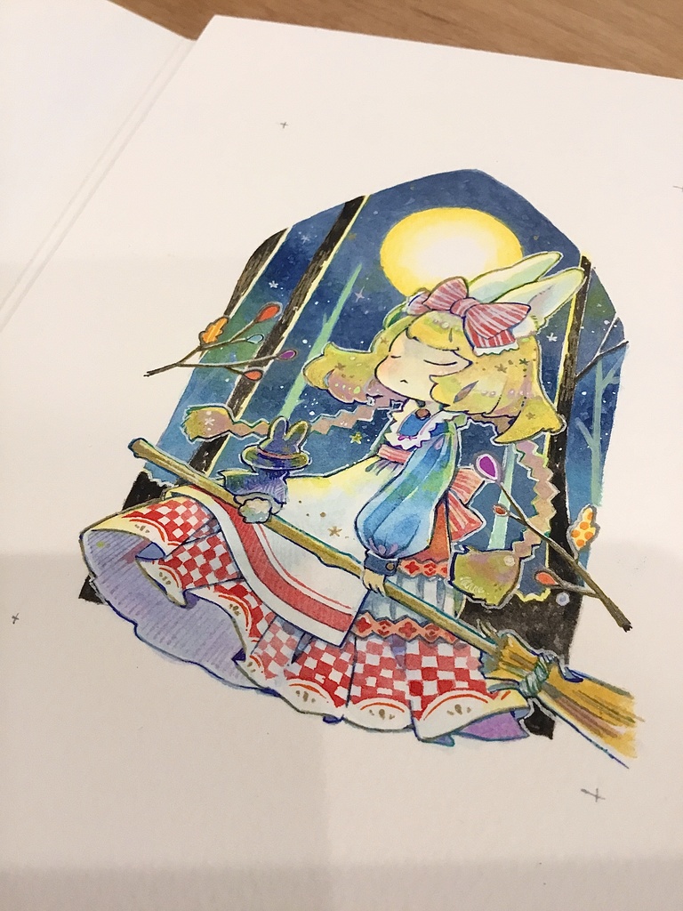 【イラスト原画】月夜のうさぎ