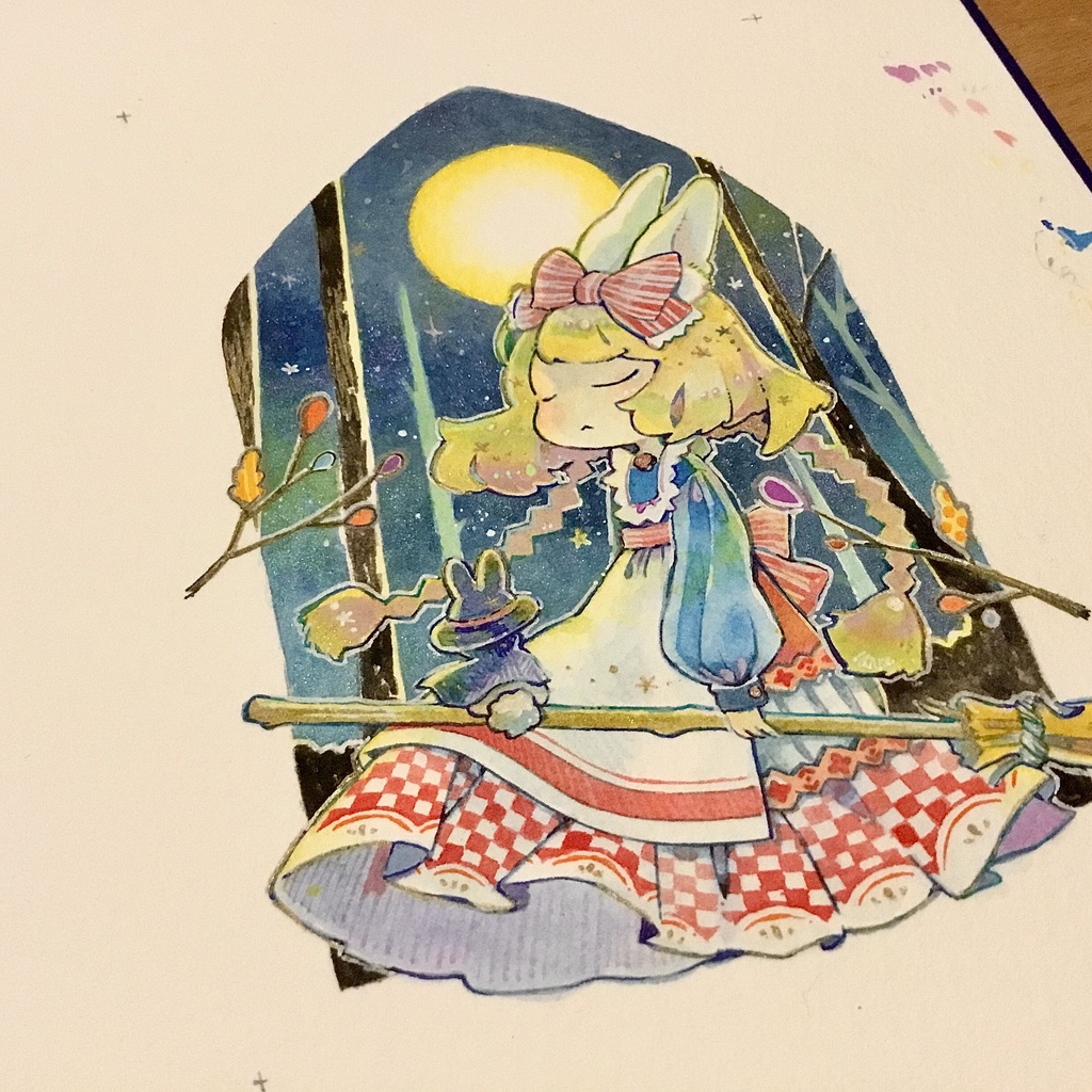 【イラスト原画】月夜のうさぎ