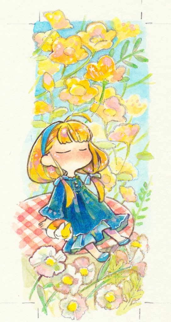 【イラスト原画】青いワンピース