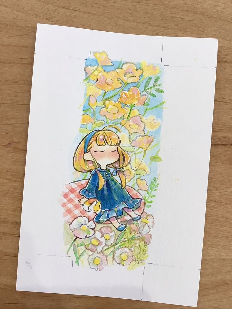 【イラスト原画】青いワンピース