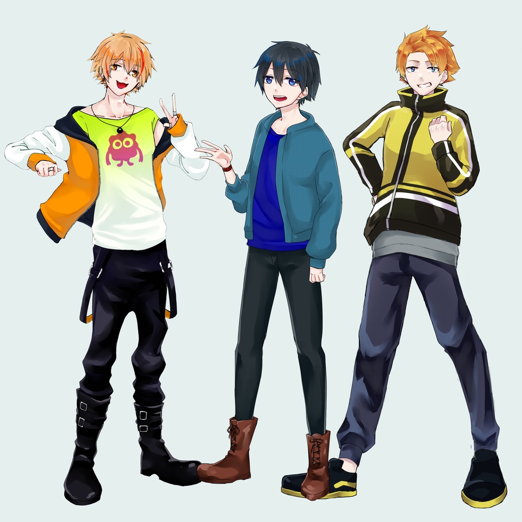 男の子全身立ち絵3点セット