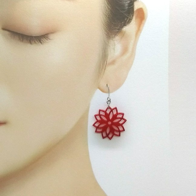 フラワーモチーフピアス【シルバー】【押し色ざんまいシリーズ】【片耳用】