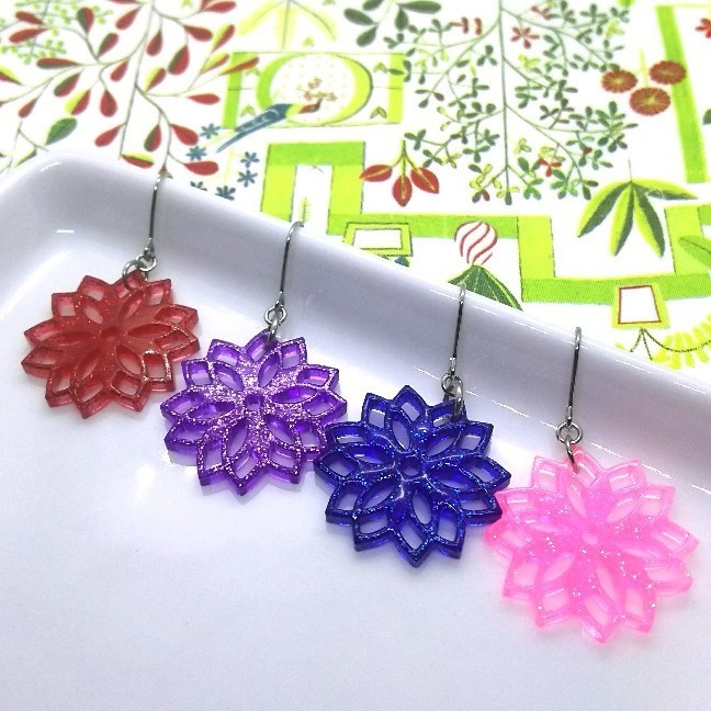 フラワーモチーフピアス【シルバー】【押し色ざんまいシリーズ】【片耳用】
