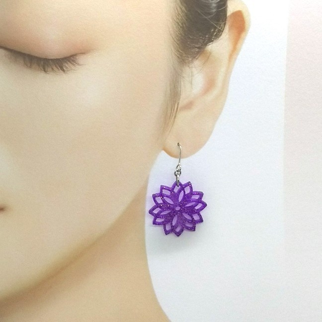 フラワーモチーフピアス【シルバー】【押し色ざんまいシリーズ】【片耳用】