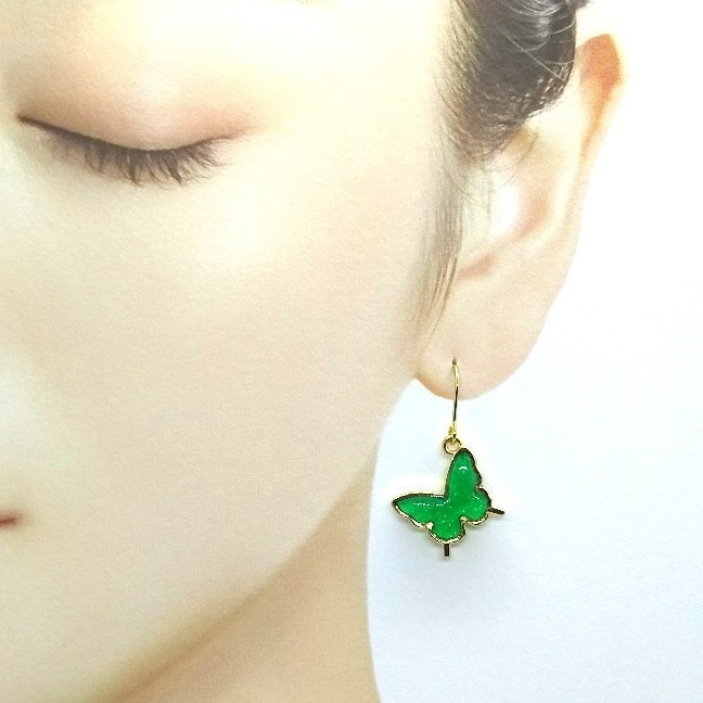 蝶ピアス【水色、紫、緑、オレンジ】【片耳用】