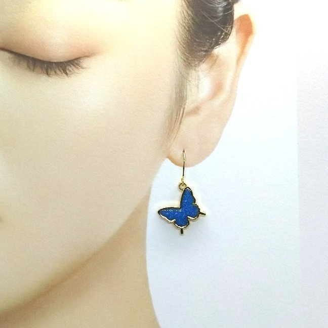 蝶ピアス【水色、紫、緑、オレンジ】【片耳用】