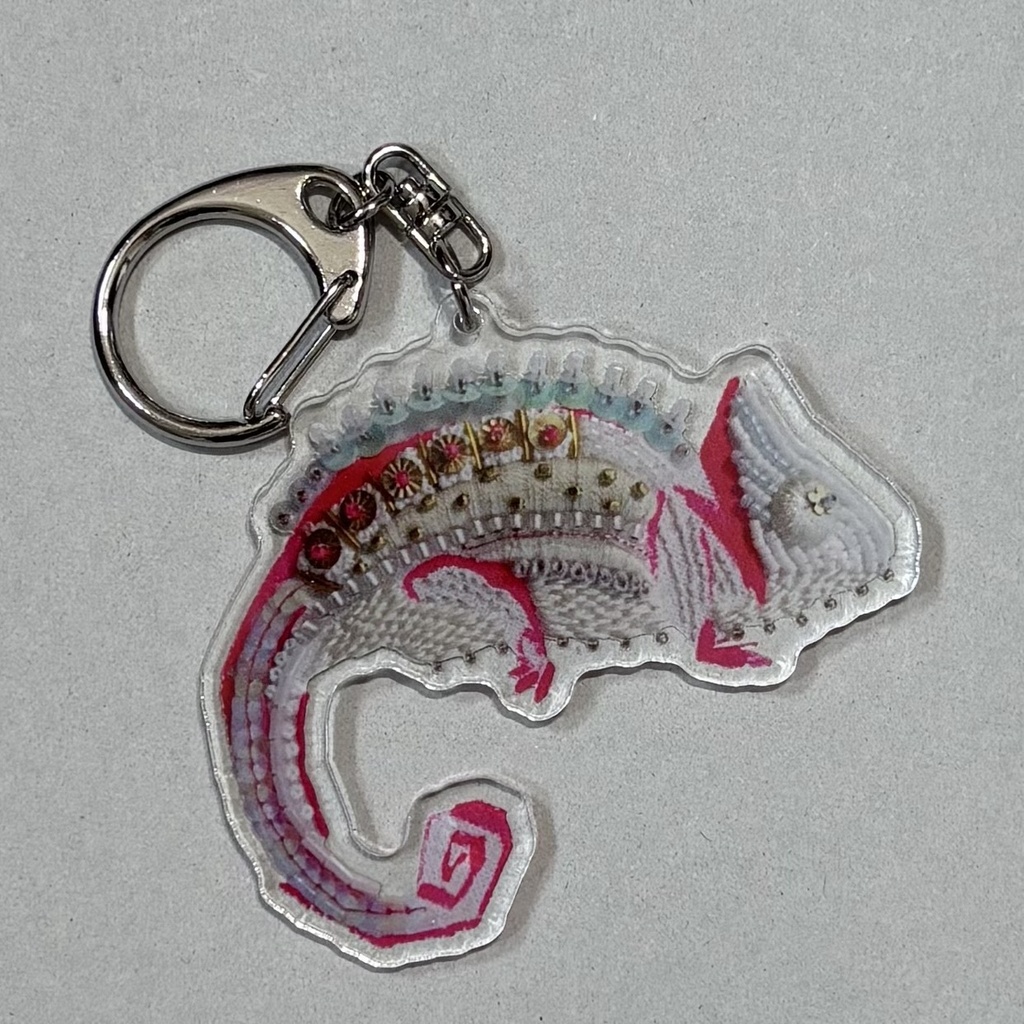 刺繍カメレオンアクキー　白昼夢