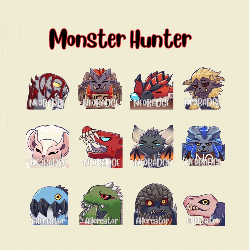 【Twitch Animated Emotes】 Monster Hunter World Animated Emotes for Discord and Twitch Chat Streaming