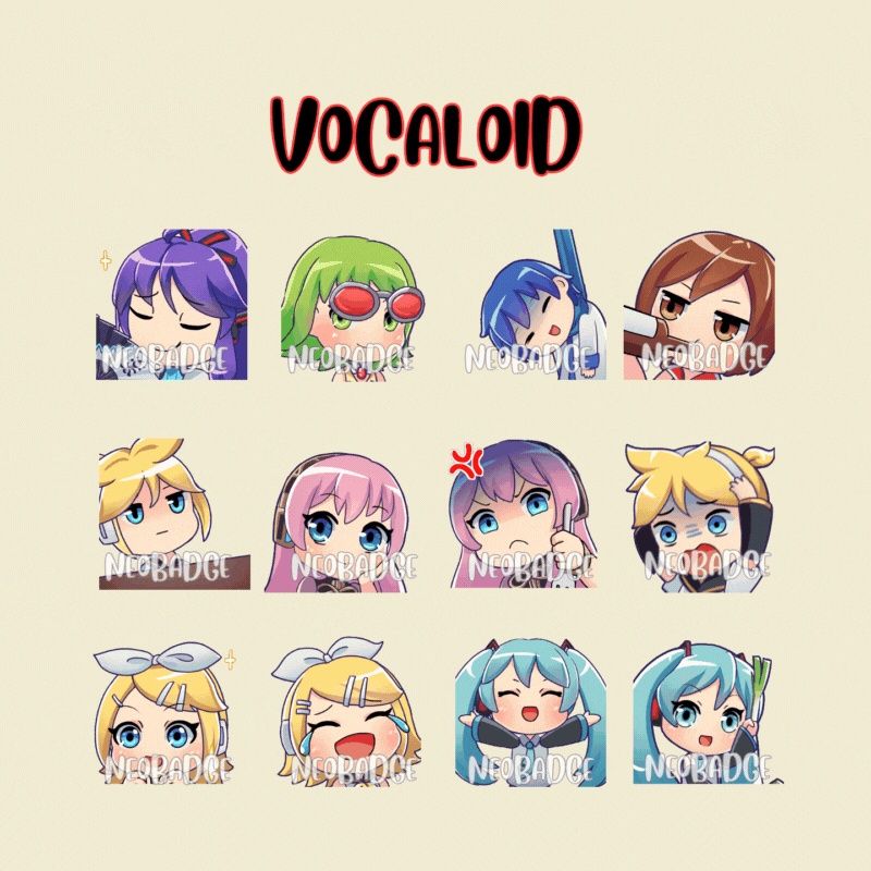 【Twitch Animated Emotes】 Animated Emote Package Vocaloid