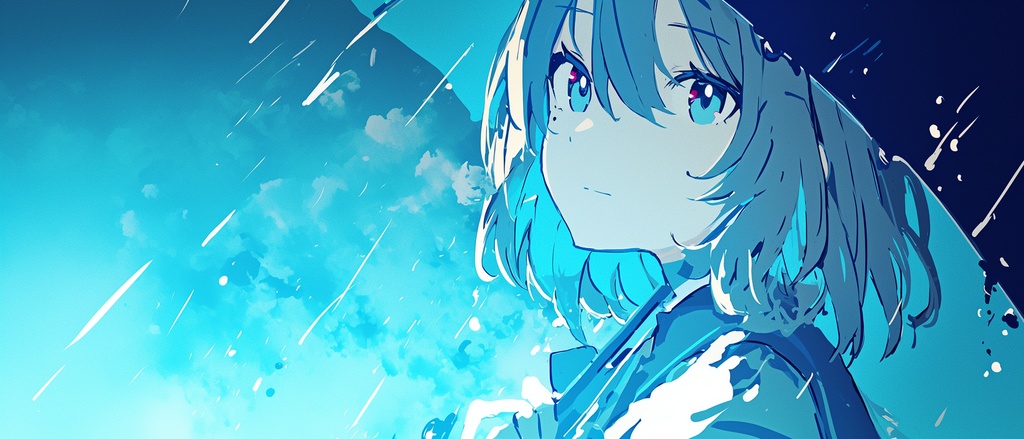 【SF×青色】近未来サイバー・バナーセット【女の子イラスト】