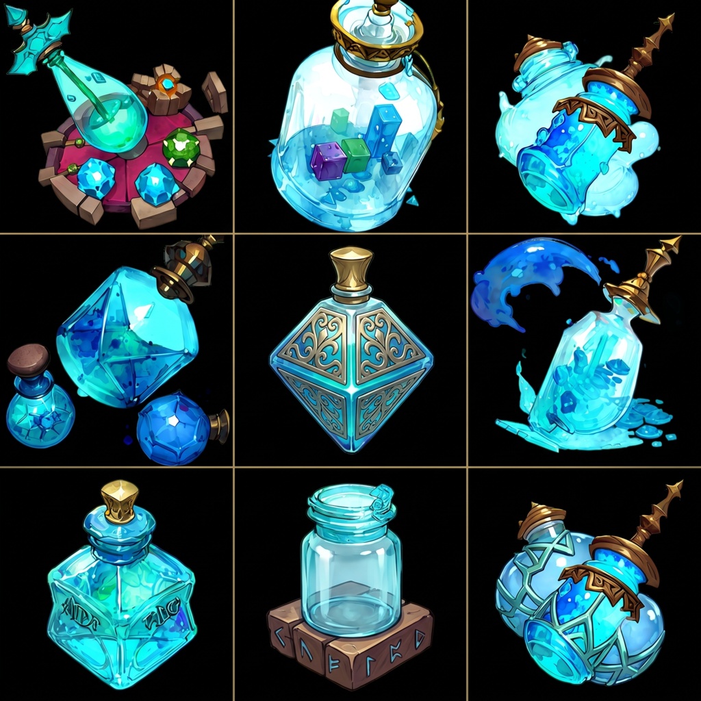【背景透過PNG】ファンタジー魔法薬・ポーションイラスト素材集(赤・青・緑)※サンプルあり ゲームUI/TRPG/配信画面用