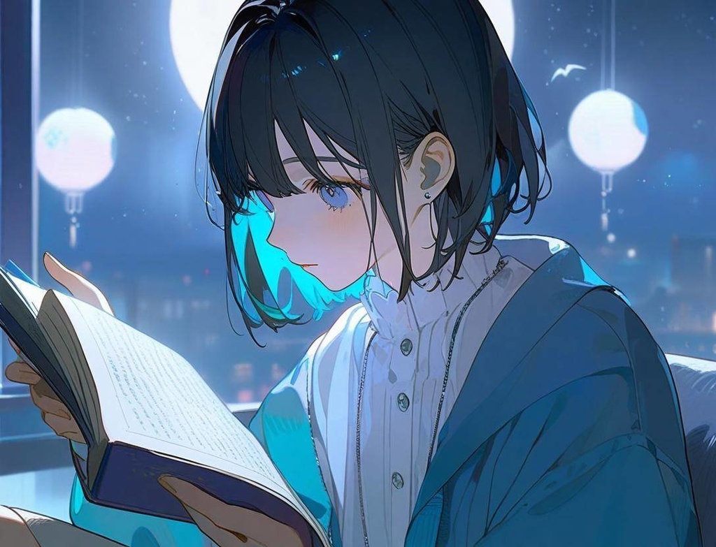 月夜で読書(ICカードステッカー)