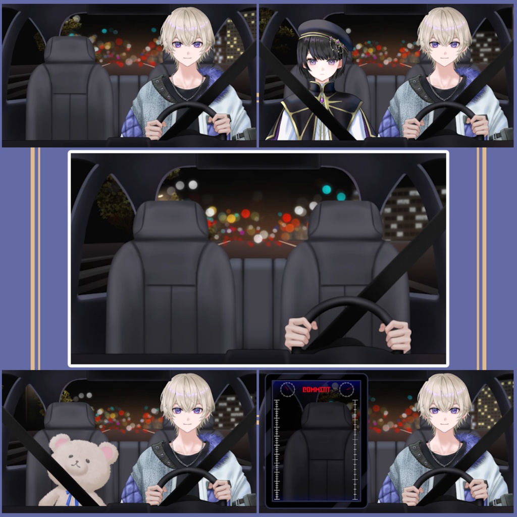 【動く配信背景】夜のチルドライブセット_助手席にゲスト乗車可_コメ欄付き / Night Drive Stream Overlay【VTuber/OBS】