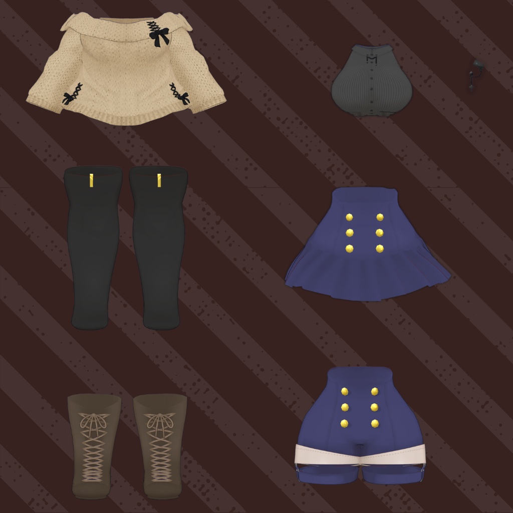 【Zil S -ジル S-専用衣装】オフショルニットコーデ