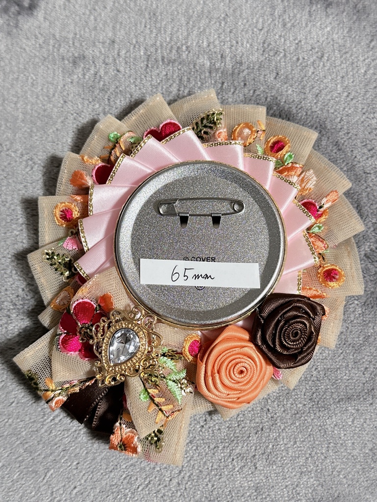 ロゼット　72ミリまで対応　チェーン付き　インド綿リボン