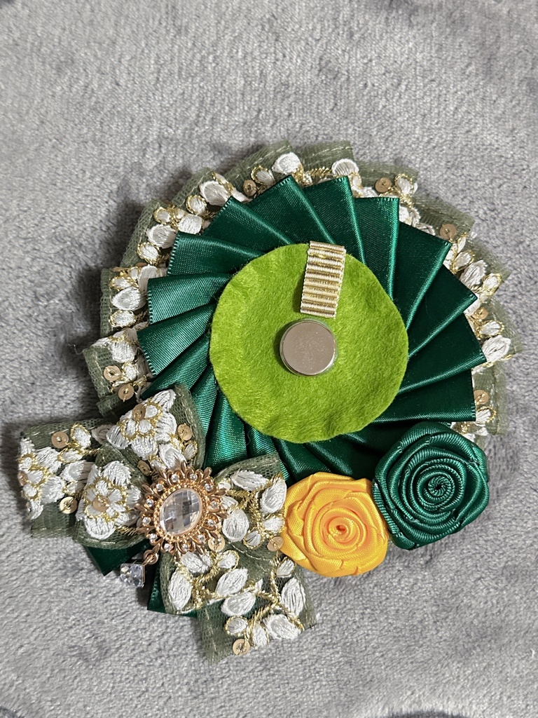 ロゼット 72ミリまで対応 チェーン付き インド綿 グリーン 緑