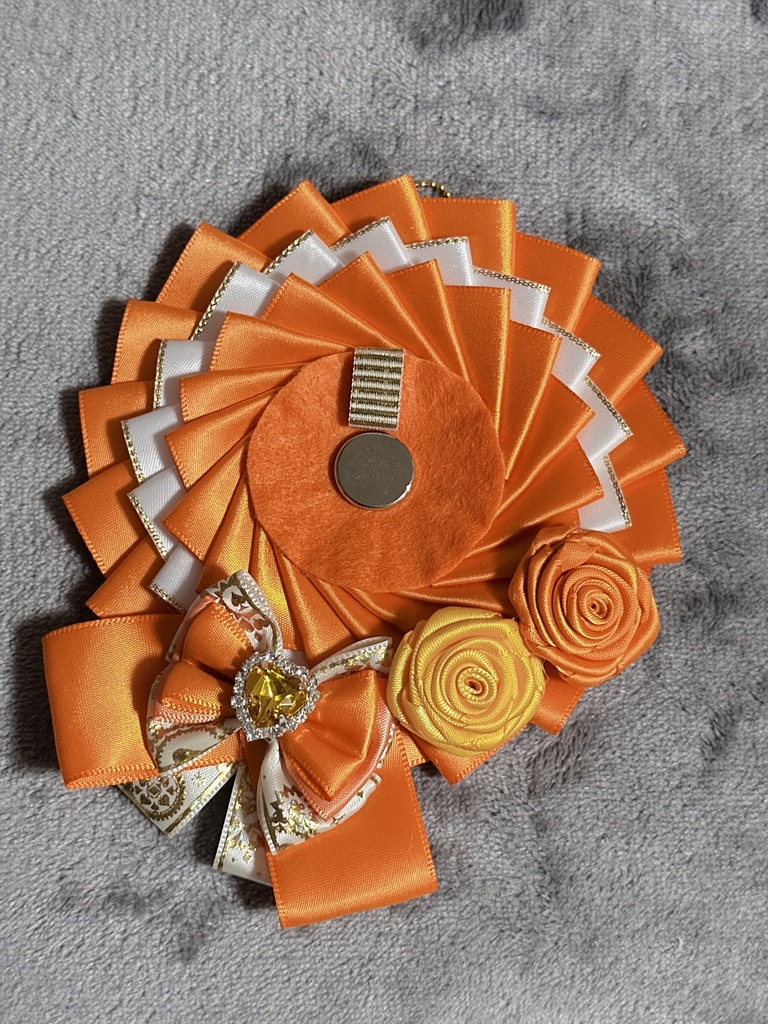 ロゼット 72ミリまで対応 ボールチェーン付き オレンジ ホワイト