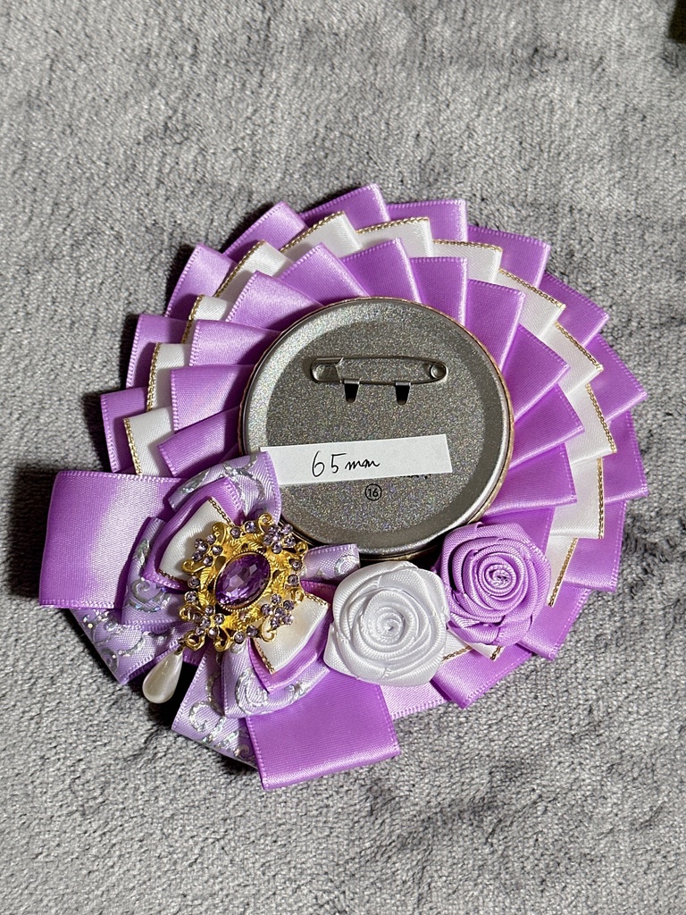 ロゼット　72ミリまで対応　ボールチェーンつき　パープル　ホワイト