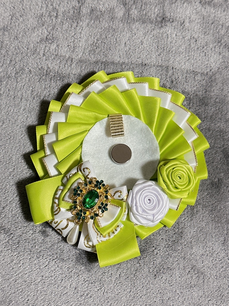 ロゼット 72ミリまで対応 ボールチェーンつき 黄緑 ホワイト 白