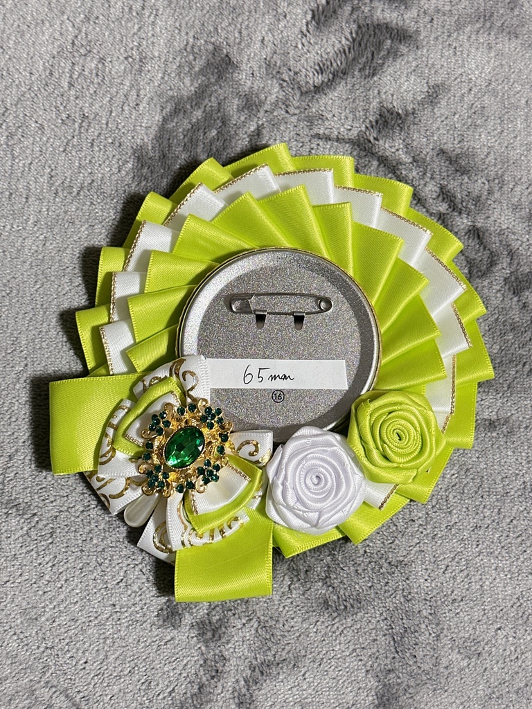 ロゼット 72ミリまで対応 ボールチェーンつき 黄緑 ホワイト 白