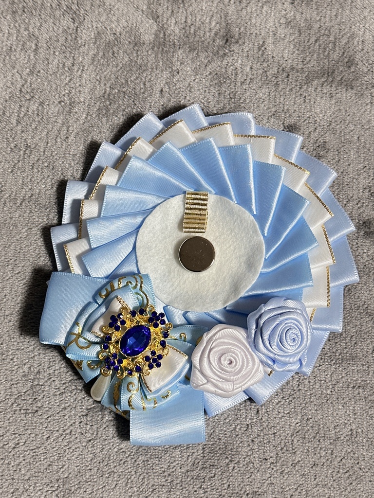 ロゼット 72ミリまで対応 ボールチェーンつき 水色 ライトブルー ホワイト