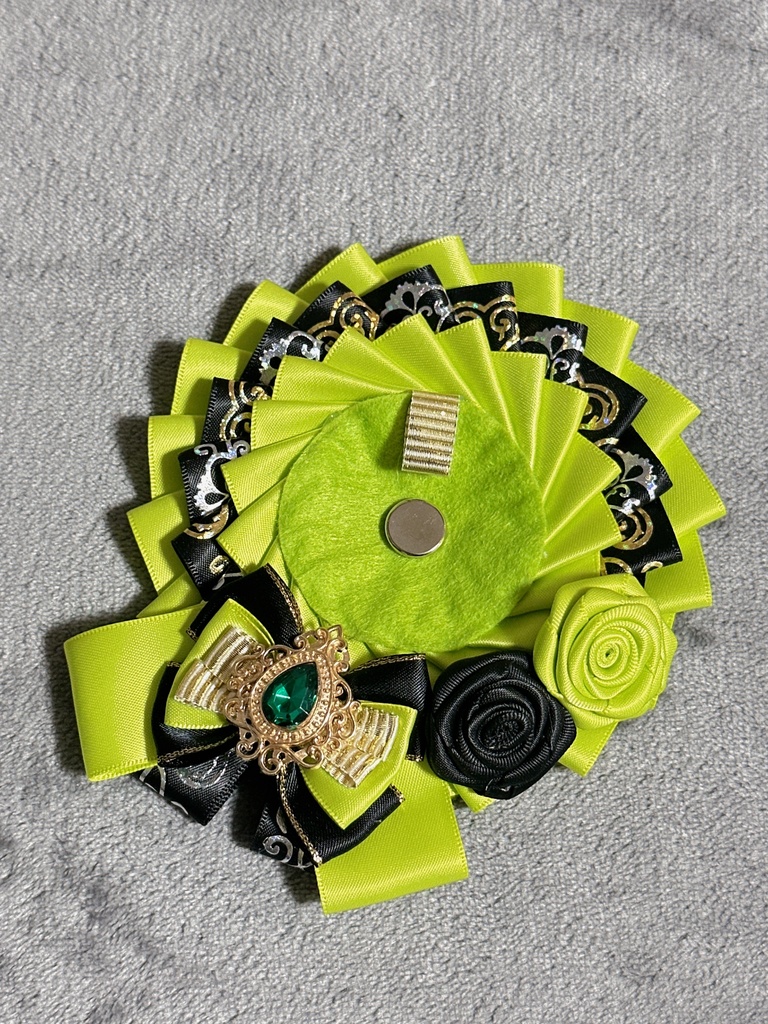 ロゼット 72ミリまで対応 ボールチェーンつき ライトグリーン 黄緑 ブラック 黒