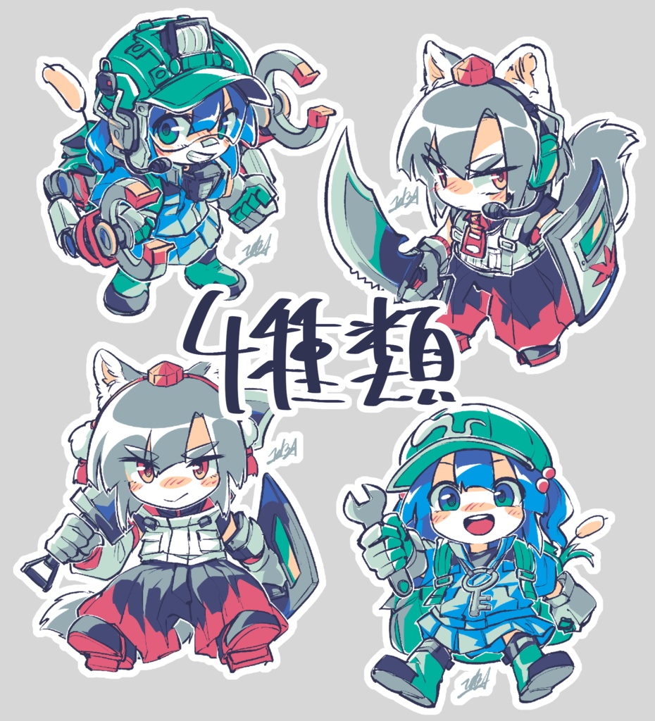 ステッカー4種 / 河城にとり・犬走椛