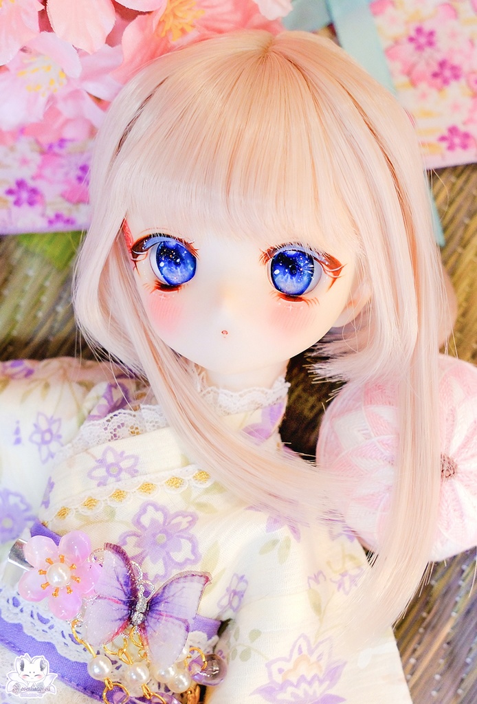 【8~9インチ】ドールウィッグ「クラシカルツインだんご」