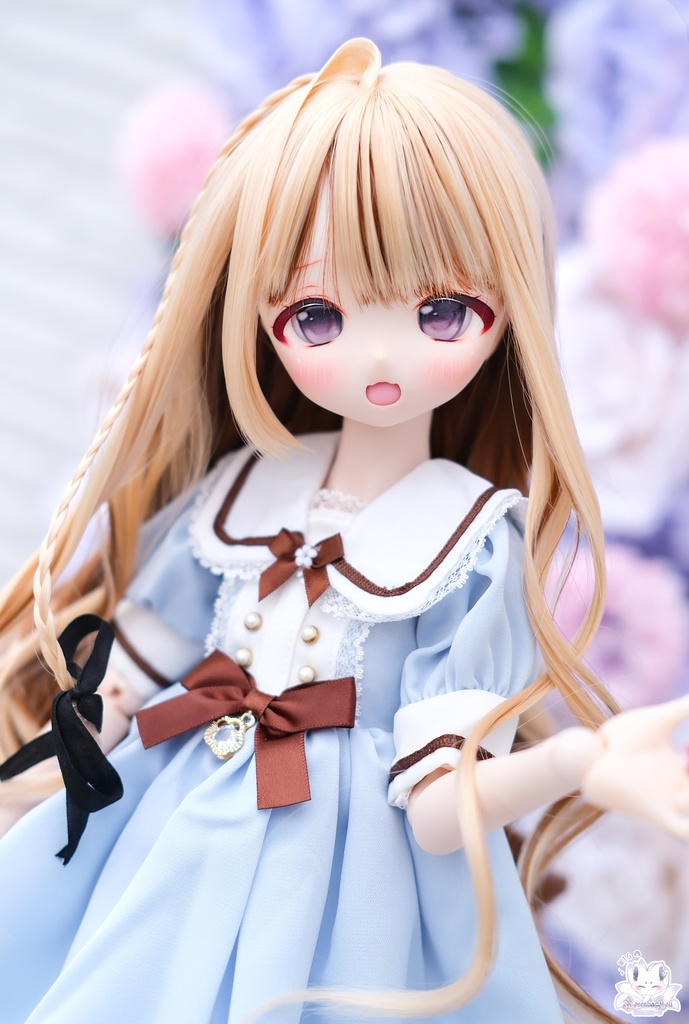 【8~9インチ】ドールウィッグ「ロングあみカール」ミックスカラー