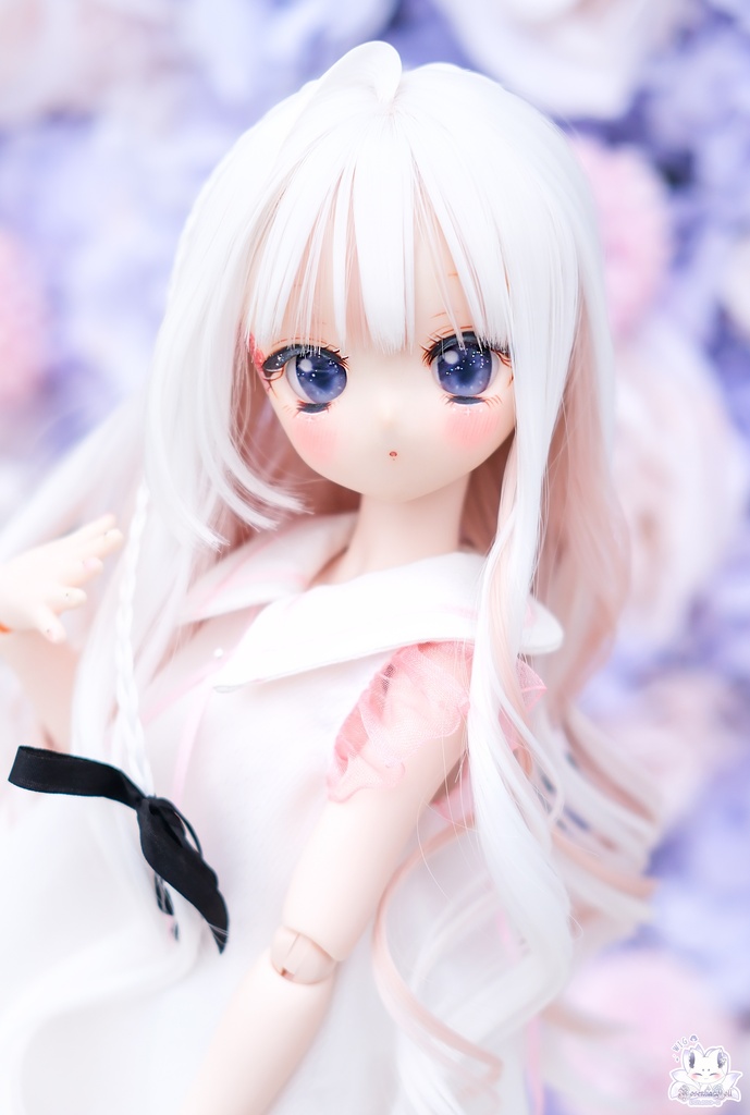 【8~9インチ】ドールウィッグ「ロングあみカール」ミックスカラー
