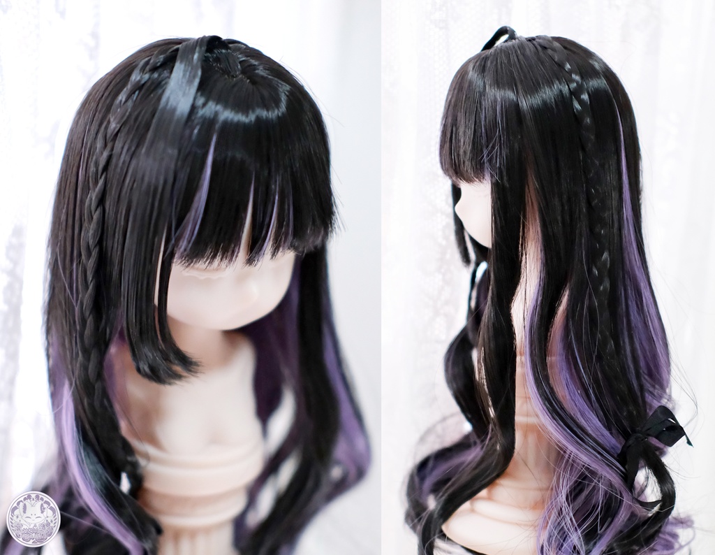 【8~9インチ】ドールウィッグ「ロングあみカール」ミックスカラー